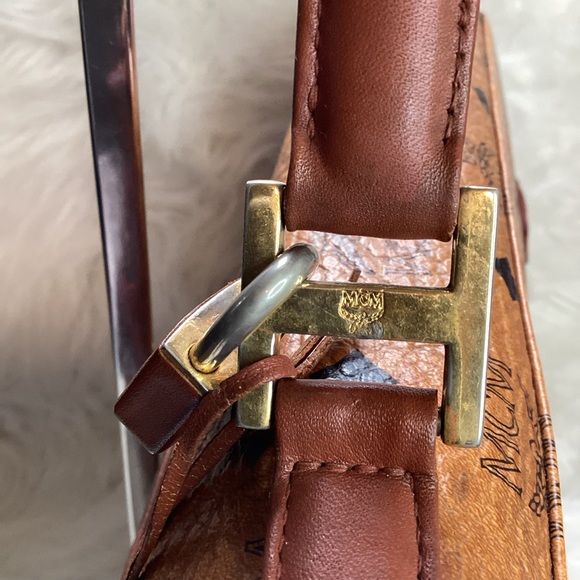 MCM Brown Visetos Leather Handbag MCM Kelly style - Picture 5 of 12